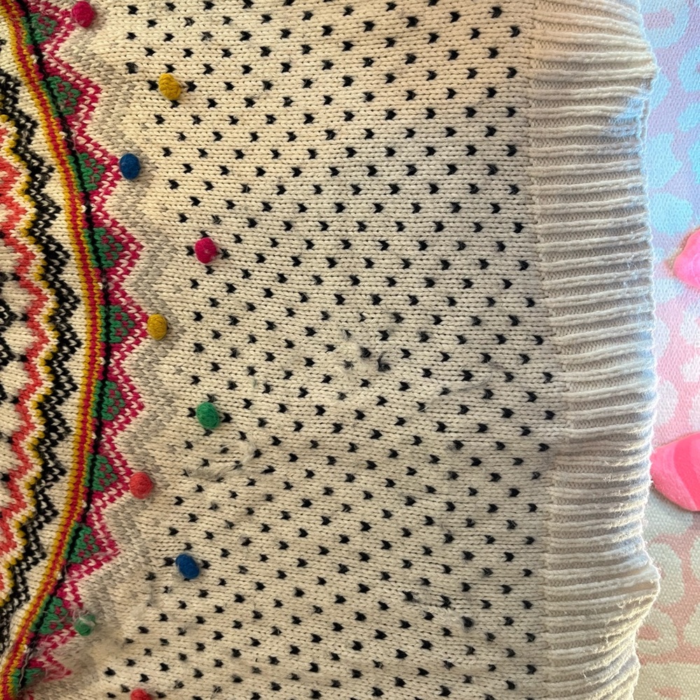 Talbots Fair Isle Pom Pom Sweater Size L - Picture 10 of 14